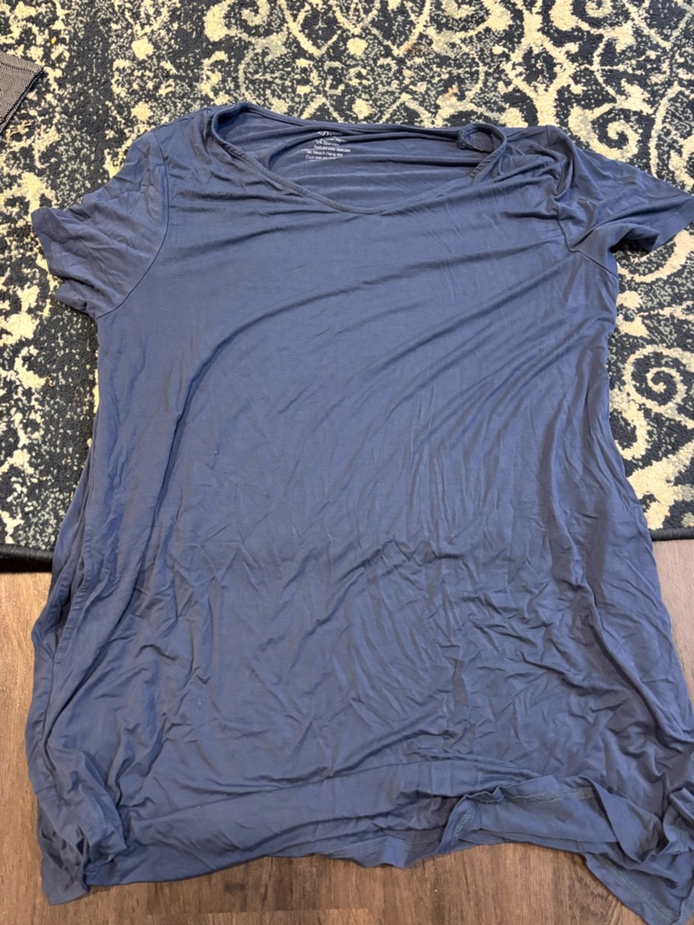 Classic Navy Short-Sleeve Scoop Neck Tee - Women's